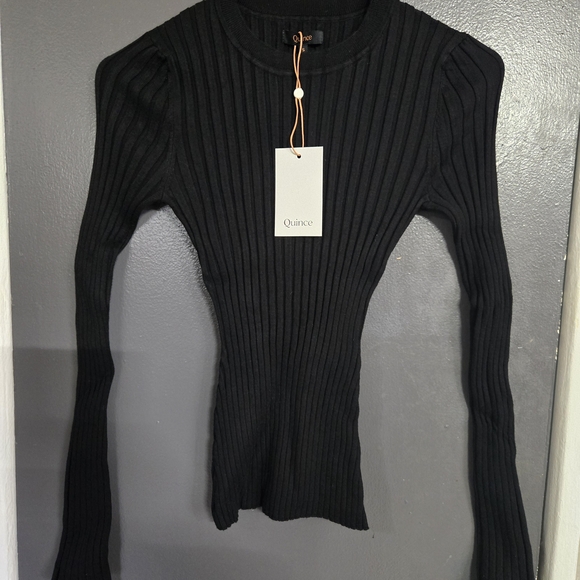 Quince Black Ribbed Long Sleeve Top - Picture 4 of 6